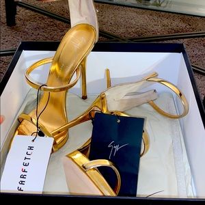 Rose gold Giuseppes 3 strap heels brand new